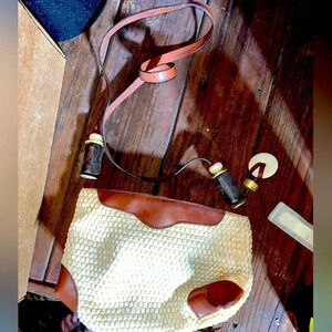 Vintage Rattan Handbag with bone detail​​